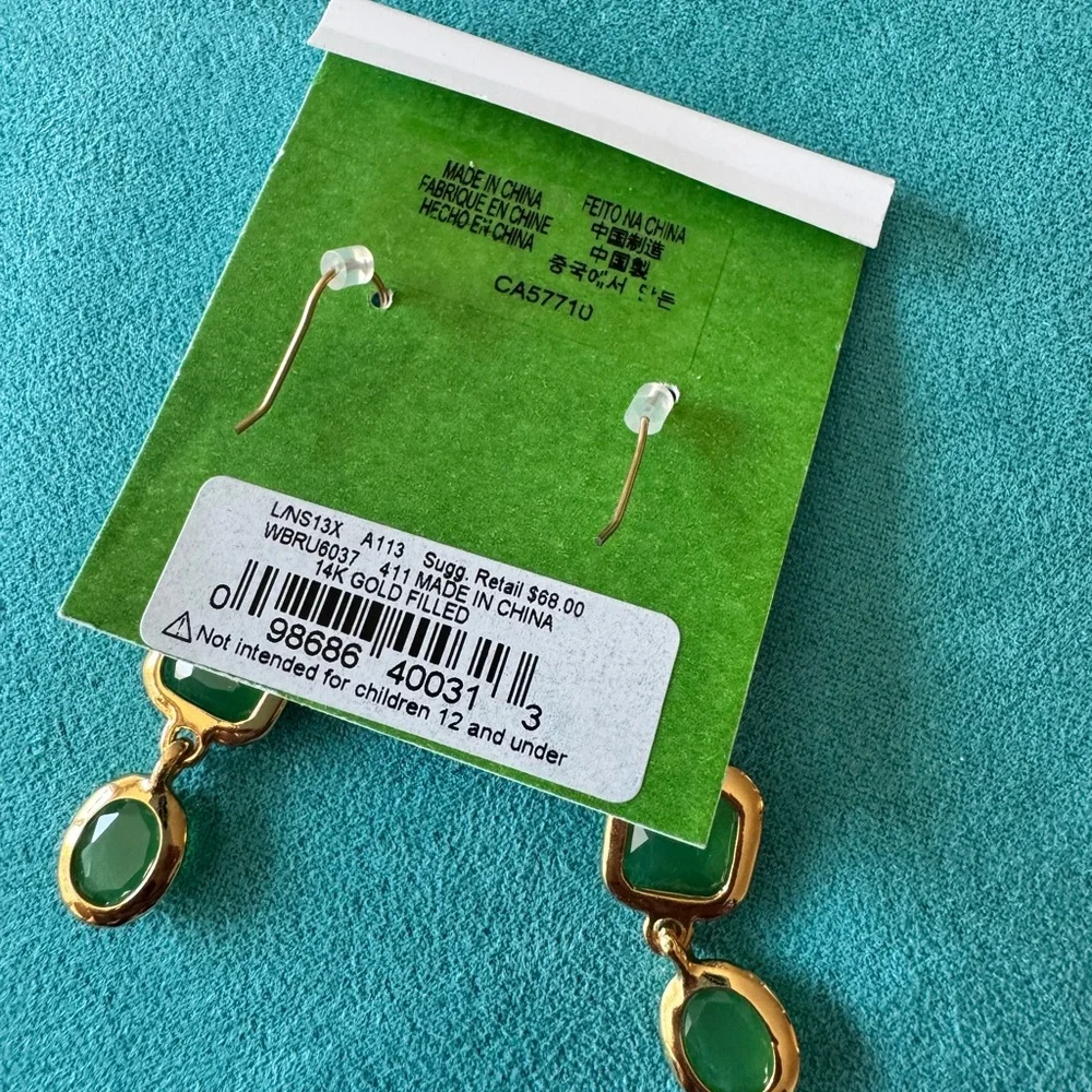 Kate Spade Emerald and Gold Drop Earrings - Picture 2 of 2